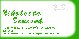 nikoletta demcsak business card